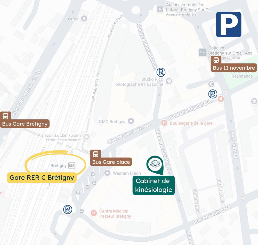 Localisation du cabinet de kinésiologie à Brétigny-sur-Orge
