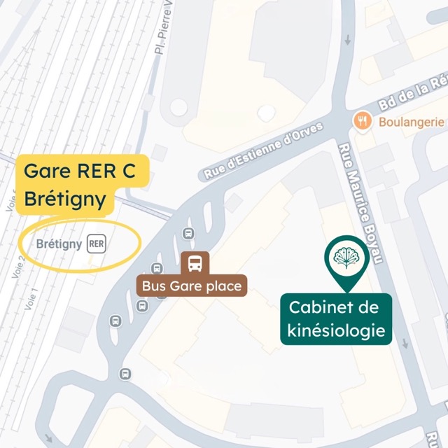 Plan d'accès implantation du cabinet de kinésiologie à Brétigny-sur-Orge